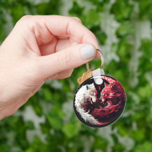 Light Shadow Wolf Spirit Animal Fantasy Keychain