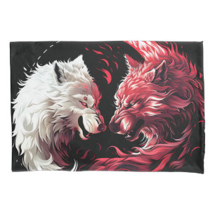 Light Shadow Wolf Spirit Animal Fantasy Pillow Case