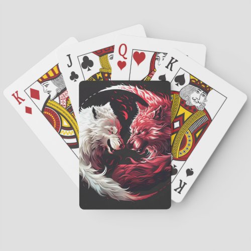 Light Shadow Wolf Spirit Animal Fantasy Poker Cards