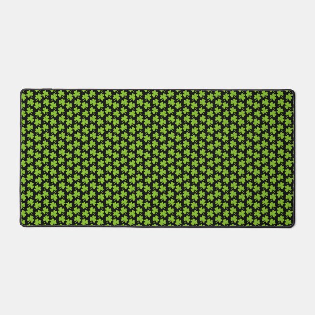 Light Shamrocks Black Desk Mat (Front)