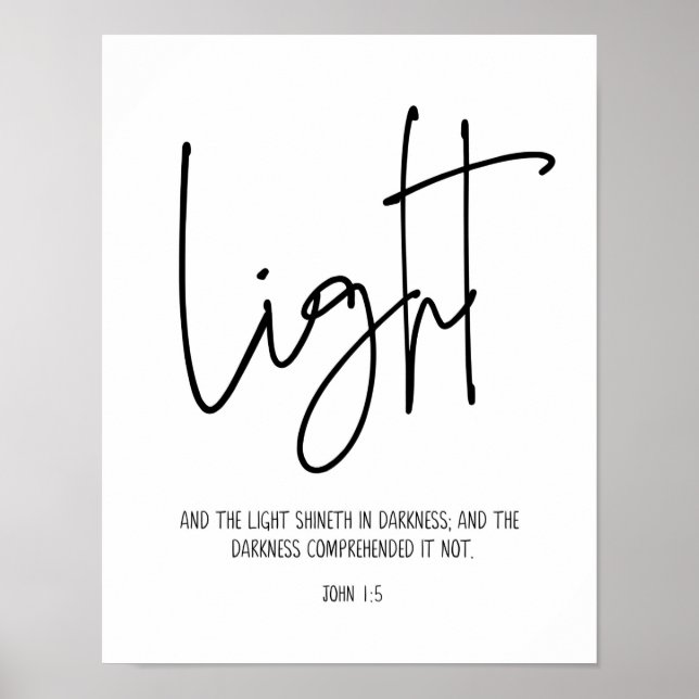 Light shines in darkness, John 1:5, Bible Verse  Poster (Front)