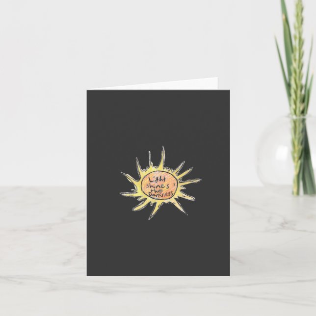 Light Shines Through Darkness  Letterpress Thank You Card (Front)