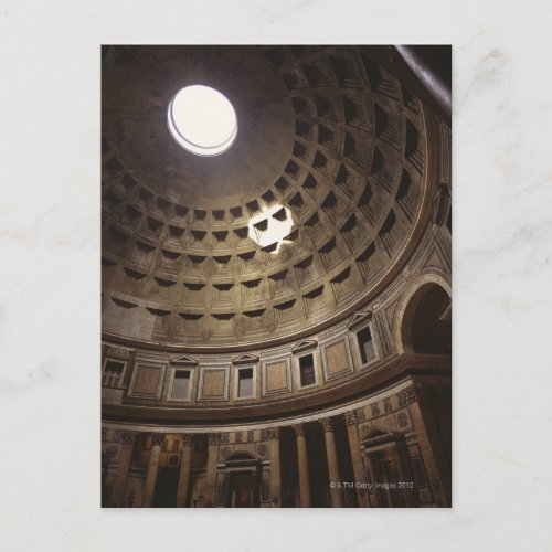 Light shining through oculus in The Pantheon in Postcard