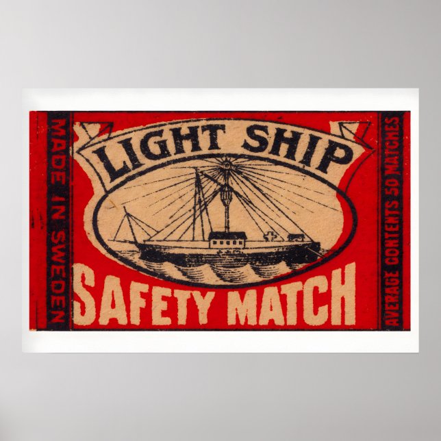 Light Ship - Matchbox Print - Sweden Wall Art (Front)