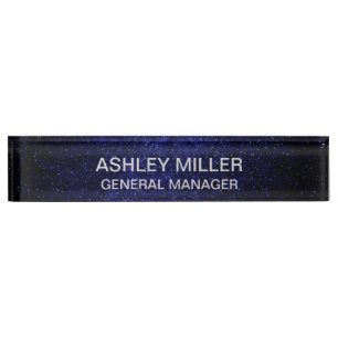 Light Silver Color Text on Galaxy Desk Name Plate