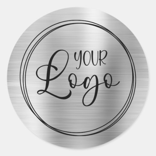 Light Silver Foil Your Business Logo Here Classic Round Sticker