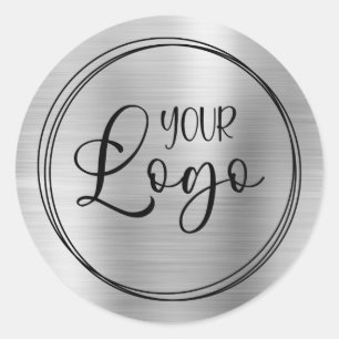 Light Silver Foil Your Business Logo Here Classic Round Sticker