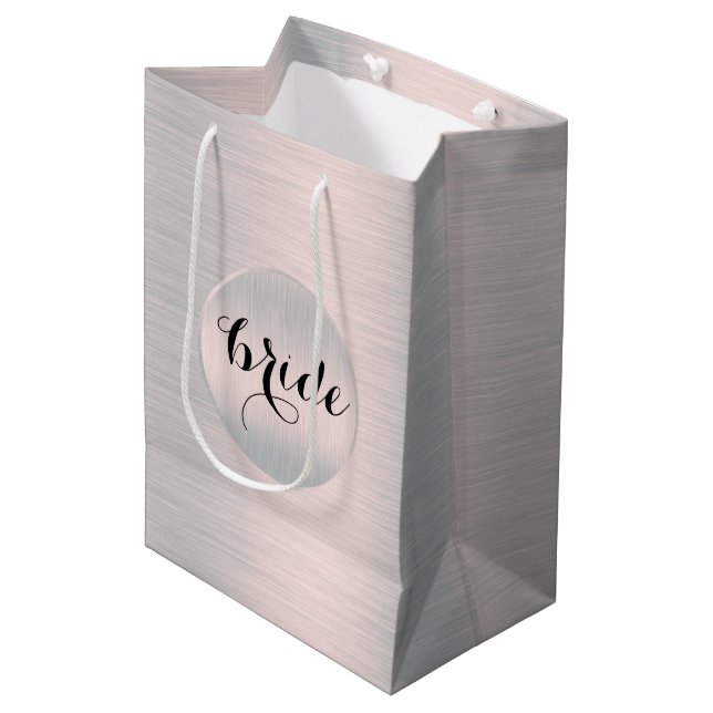 Light Silver-gray brushed aluminum Medium Gift Bag (Front Angled)