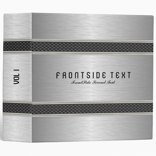 Light Silver Gray Brushed Faux Aluminum Look Binder (Front/Spine)
