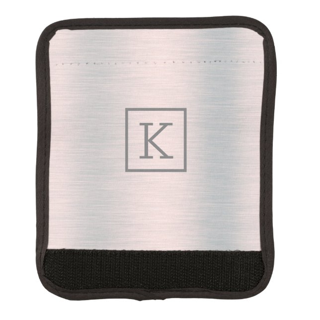 Light silver-gray faux brushed aluminum texture luggage handle wrap (Front)