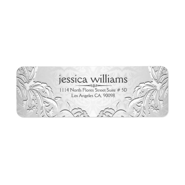 Light Silver Gray Floral Frame Label (Front)