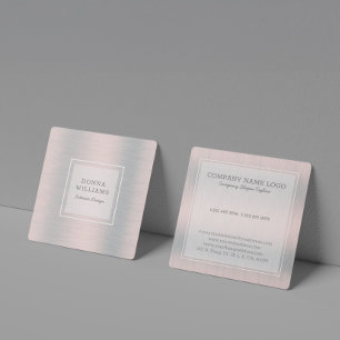 Light silver-gray metallic background square business card