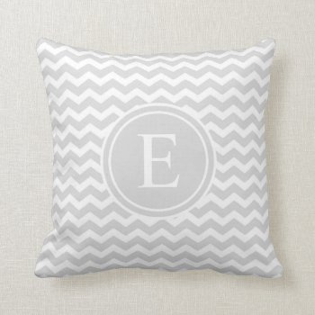 Light Silver Personalized Chevron Monogram Throw Pillow by Mintleafstudio at Zazzle