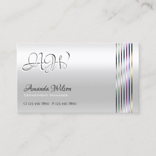 Light Silver Shimmer Effect with Monogram Quality  Business Card