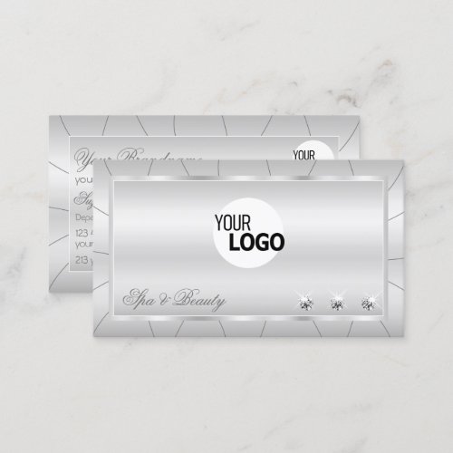 Light Silver with Diamonds and Logo Luxury Stylish Business Card