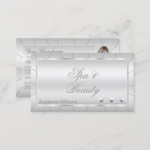Light Silver with Diamonds and Photo Luxurious Business Card