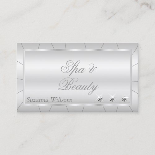 Light Silver with Diamonds Luxury and Professional Business Card