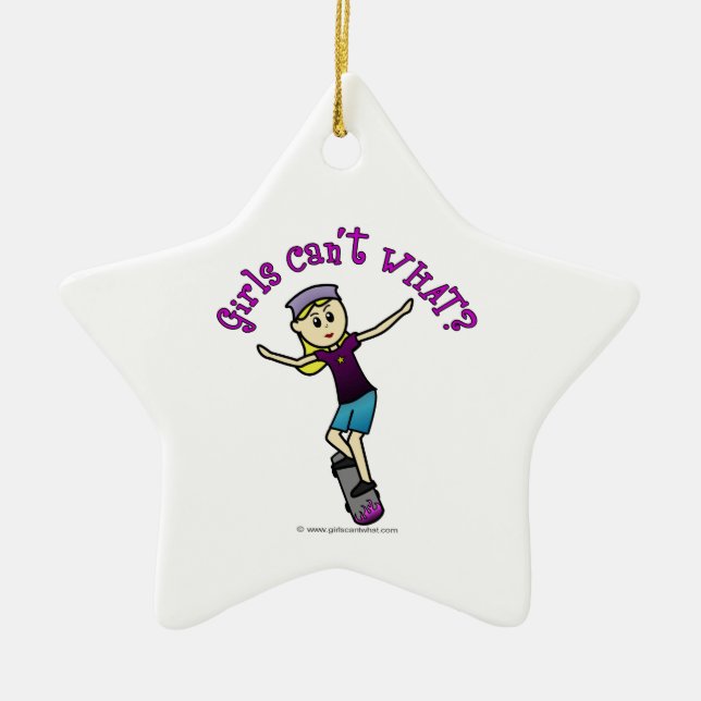 Light Skateboarder Ceramic Ornament (Front)