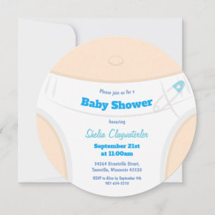 Light Skin & Diaper Blue Baby Shower Invitation