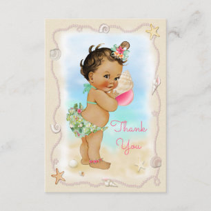 Light Skin Ethnic Beach Baby Conch Shell Thank You Card