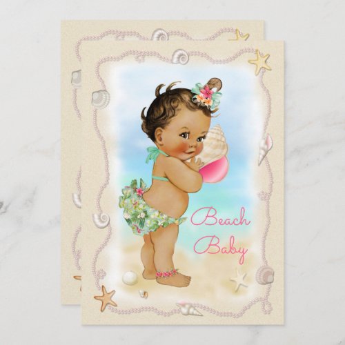 Light Skin Ethnic Conch Shell Beach Baby Shower Invitation