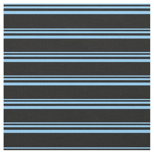 Light Sky Blue and Black Lined Pattern Fabric