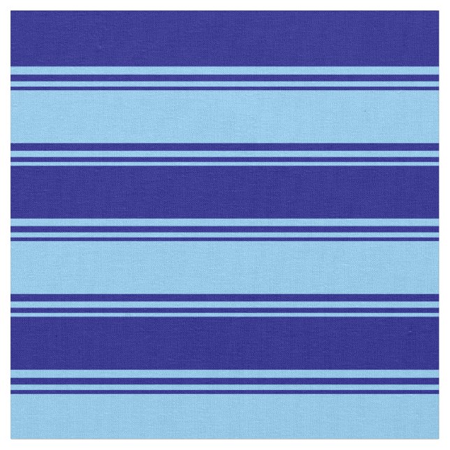 Light Sky Blue and Blue Lined/Striped Pattern Fabric (Close Up)