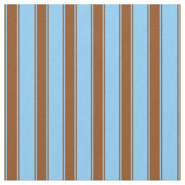 Light Sky Blue and Brown Stripes Pattern Fabric (Close Up)