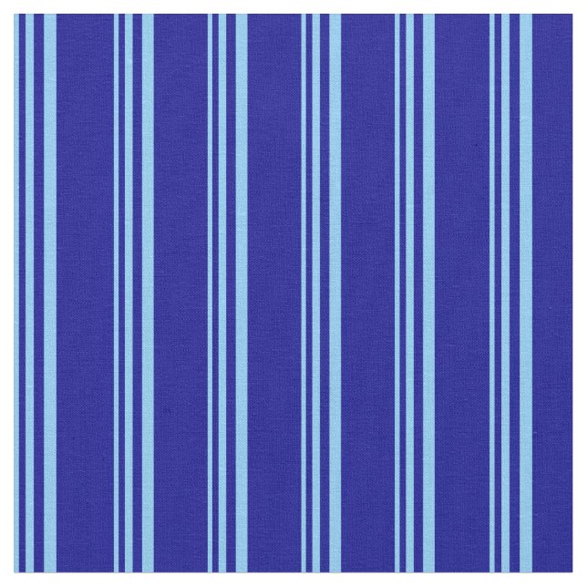 Light Sky Blue and Dark Blue Striped Pattern Fabric (Close Up)