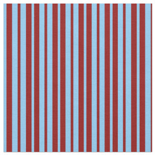 Light Sky Blue and Dark Red Striped Pattern Fabric
