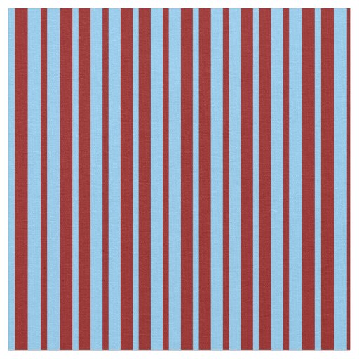 Light Sky Blue and Dark Red Striped Pattern Fabric