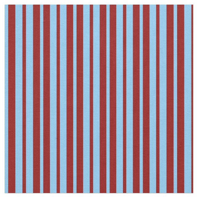Light Sky Blue and Dark Red Striped Pattern Fabric (Close Up)