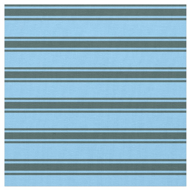 Light Sky Blue and Dark Slate Gray Lines Fabric (Close Up)