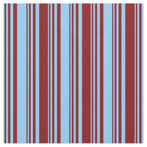Light Sky Blue and Maroon Lined Pattern Fabric