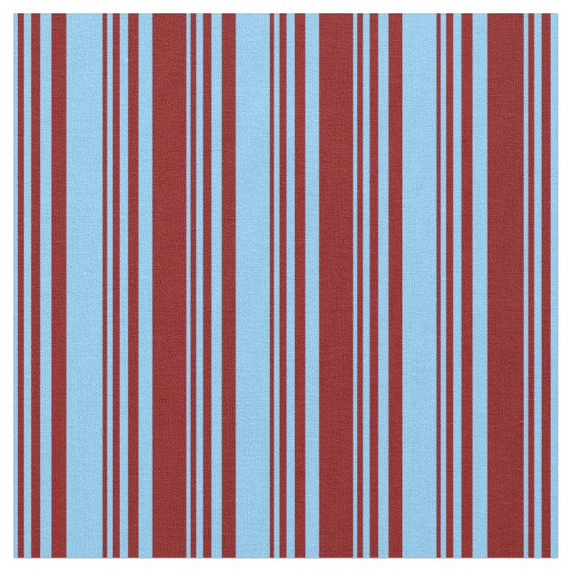 Light Sky Blue and Maroon Lined Pattern Fabric (Close Up)