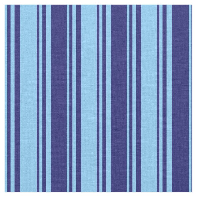 Light Sky Blue and Midnight Blue Lined Pattern Fabric (Close Up)