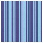 [ Thumbnail: Light Sky Blue and Midnight Blue Lined Pattern Fabric ]