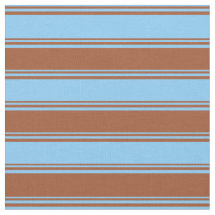 Light Sky Blue and Sienna Striped/Lined Pattern Fabric