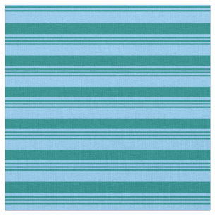 Light Sky Blue and Teal Stripes Pattern Fabric
