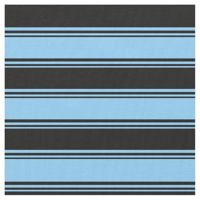 Light Sky Blue & Black Colored Pattern Fabric (Close Up)