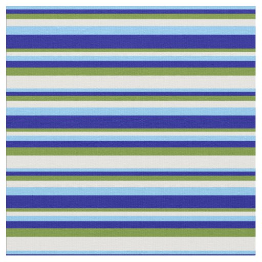 Light Sky Blue, Dark Blue, Green, and Mint Cream Fabric