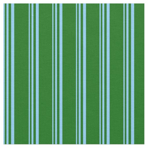 Light Sky Blue & Dark Green Lines/Stripes Pattern Fabric