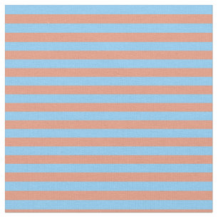 Light Sky Blue & Dark Salmon Stripes Fabric