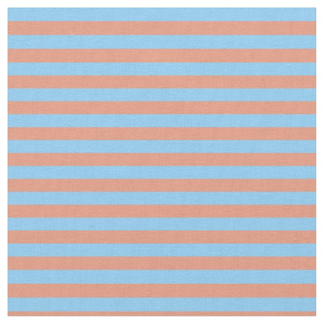 Light Sky Blue & Dark Salmon Stripes Fabric (Close Up)