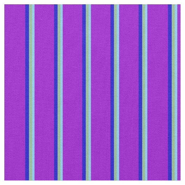 Light Sky Blue, Dark Sea Green, Blue & Dark Violet Fabric (Close Up)