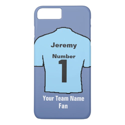 Light Sky Blue Football Shirt Choose name and team iPhone 8 Plus7 Plus Case