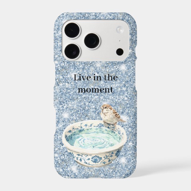 Light Sky Blue Glitter Birthday iPhone Case (Back)