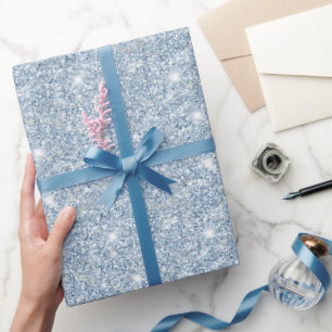 Light Sky Blue Glitter Birthday Wrapping Paper