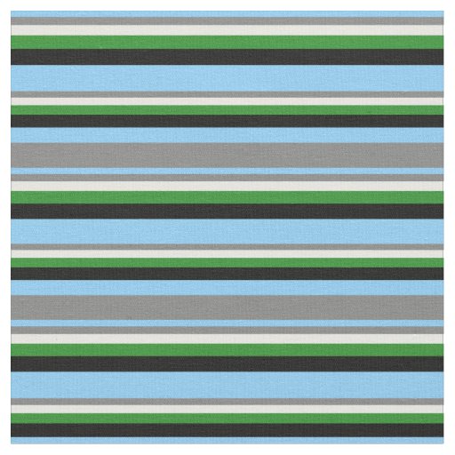 Light Sky Blue, Gray, Mint Cream, Green & Black Fabric