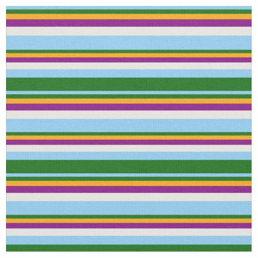 Light Sky Blue, Green, Orange, Purple & Mint Cream Fabric